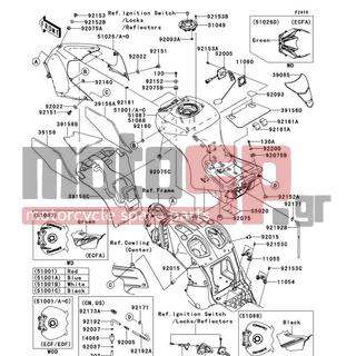 KAWASAKI - NINJA® ZX™-14R 2012 -  - Fuel Tank - 51026-5045-40R - COVER TANK,FUEL,G.B.GREEN