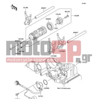 KAWASAKI - NINJA® ZX™-14R 2012 - Engine/Transmission - Gear Change Drum/Shift Fork(s) - 13140-0049 - FORK-SHIFT,INPUT