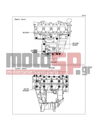 KAWASAKI - NINJA® ZX™-6R 2012 - Engine/Transmission - Crankcase Bolt Pattern - 92153-1637 - BOLT,FLANGED,6X68