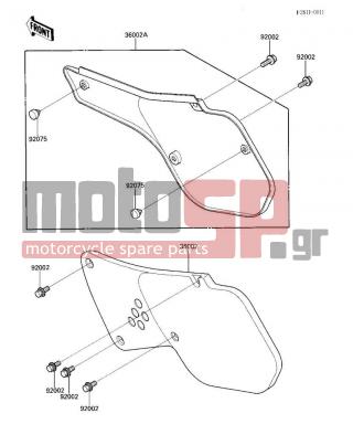 KAWASAKI - KX125 1986 - Body Parts - SIDE COVERS - 36002-5215-AE - COVER-SIDE,LH,L.GREE