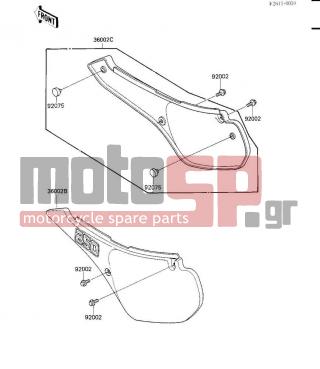 KAWASAKI - KX250 1986 - Body Parts - SIDE COVERS - 36002-5187-AC - COVER-SIDE,LH,L.GREE