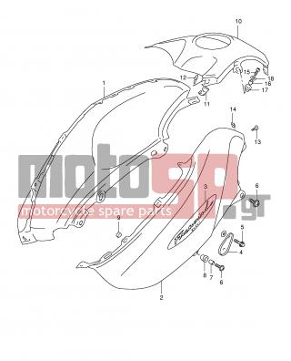 SUZUKI - XF650 (E2) Freewind 2001 - Body Parts - FUEL TANK COVER (MODEL V) - 01550-06103-000 - BOLT, BRACKET