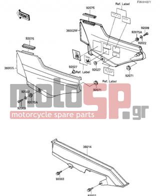 KAWASAKI - NINJA® 1986 - Body Parts - SIDE COVERS/CHAIN COVER - 36002-5116-R4 - COVER-SIDE,LH,RED/WHI