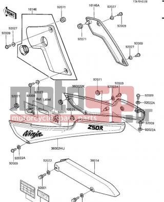 KAWASAKI - NINJA® 250R 1986 - Body Parts - SIDE COVERS/CHAIN COVER - 16146-1065-NB - COVER-ASSY,KNEE GRIP,