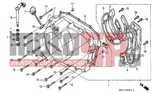 HONDA - XRV750 (ED) Africa Twin 1997 - Engine/Transmission - RIGHT CRANKCASE COVER - 22825-MV1-000 - RECEIVER, CLUTCH WIRE