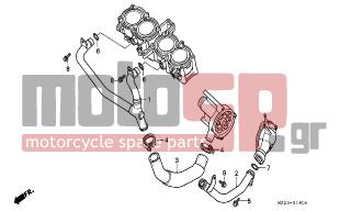 HONDA - CBR1000F (ED) 1999 - Engine/Transmission - WATER PIPE - 19516-MB6-000 - CLAMP, WATER HOSE
