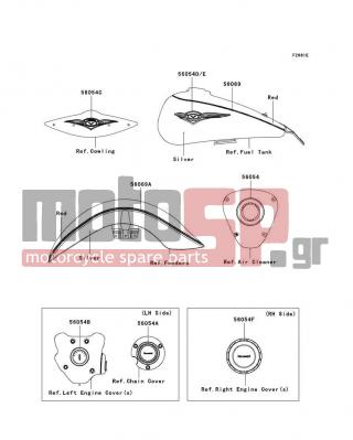 KAWASAKI - VULCAN® 1700 NOMAD™ 2012 - Body Parts - Decals(Red/Silver)(CCF) - 56054-0326 - MARK,FUEL TANK,LH