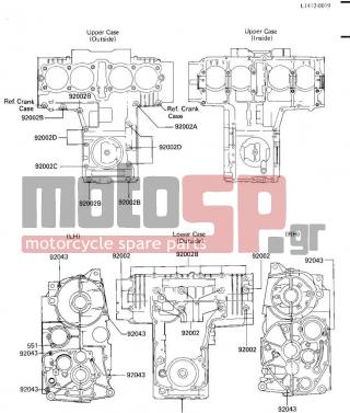 KAWASAKI - GPZ 750 1985 - Engine/Transmission - CRANKCASE BOLT & STUD PATTERN - 92002-1141 - BOLT,6X100