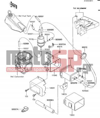 KAWASAKI - KL600 1985 - Engine/Transmission - CANISTER - 92037-1069 - CLAMP,WIRING HARNESS