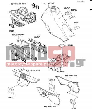 KAWASAKI - KL600 1985 - Body Parts - LABELS - 56037-1298 - LABEL-SPECIFICATION,T