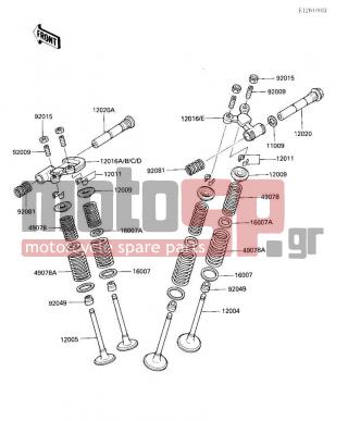KAWASAKI - KLR250 1985 - Engine/Transmission - ROCKER ARMS/VALVES - 12016-1071 - ARM-ROCKER,INTAKE