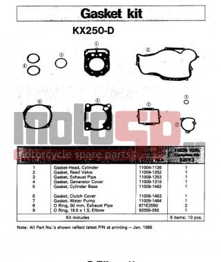 KAWASAKI - KX250 1985 - Engine/Transmission - GASKIT KIT - 671E2550 - O RING,50MM