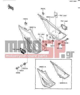 KAWASAKI - LTD SHAFT 1985 - Body Parts - SIDE COVERS - 36002-5028-P5 - COVER-SIDE,RH,L.V.RED
