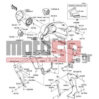 KAWASAKI - VULCAN® 1700 VAQUERO® 2012 - Body Parts - Cowling(Outer) - 14092-0210-17P - COVER,SUB LAMP,RH,C.L.GREEN