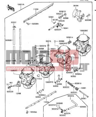 KAWASAKI - LTD SHAFT 1985 - Engine/Transmission - CARBURETOR ASSY (ZN700-A2) - 92037-1470 - CLAMP,TUBE