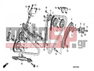 HONDA - XL1000VA (ED)-ABS Varadero 2009 - Engine/Transmission - CAM CHAIN / TENSIONER - 14610-MBT-F21 - GUIDE A, CAM CHAIN