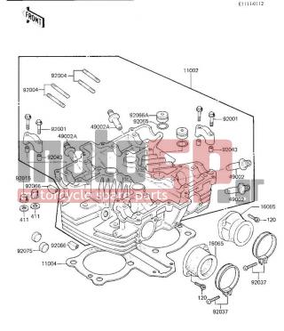 KAWASAKI - CANADA ONLY 1984 - Engine/Transmission - CYLINDER HEAD - 12013-007 - GUIDE,INLET VALVE