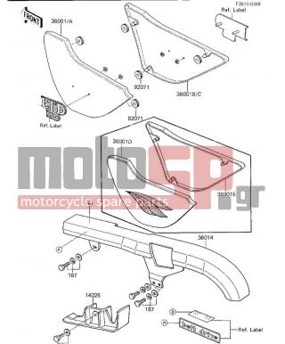 KAWASAKI - CANADA ONLY 1984 - Body Parts - SIDE COVERS/BELT COVER - 36001-5391-H8 - COVER-SIDE,RH,EBONY (Canada)