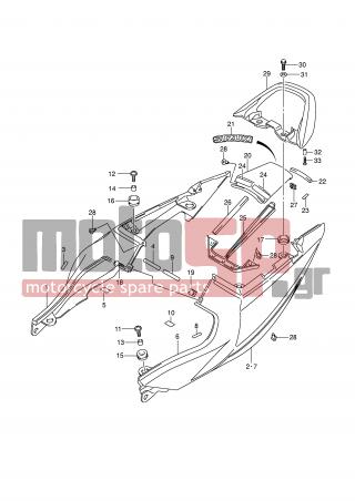 SUZUKI - SV1000 (E2) 2003 - Body Parts - SEAT TAIL COVER(SV1000SZK5/S1ZK5/S2ZK5) - 45503-16G00-YBD - COVER, SEAT TAIL C (WHITE)
