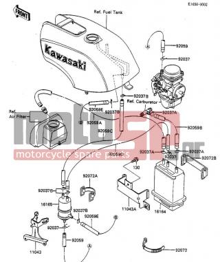 KAWASAKI - GPZ 750 1984 - Engine/Transmission - CANISTER - 11043-1511 - BRACKET,CANISTER