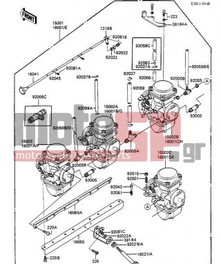 KAWASAKI - GPZ 750 1984 - Engine/Transmission - CARBURETOR ASSY - 92059-1204 - TUBE,4.5X8X200 (Canada)
