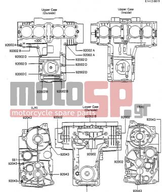 KAWASAKI - GPZ 750 1984 - Engine/Transmission - CRANKCASE BOLT & STUD PATTERN - 92002-1080 - BOLT,6X40