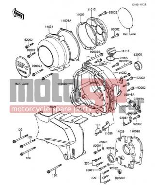 KAWASAKI - GPZ 750 1984 - Engine/Transmission - ENGINE COVERS - 14046-035 - GASKET,R.H.ENG COVER