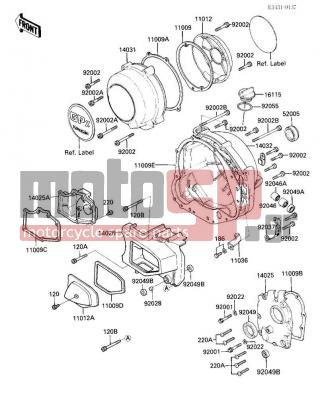 KAWASAKI - GPZ 750 TURBO 1984 - Engine/Transmission - ENGINE COVERS - 14046-035 - GASKET,R.H.ENG COVER