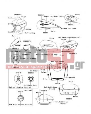KAWASAKI - VULCAN® 1700 VOYAGER® ABS 2012 - Body Parts - Decals(White/Beige)(BCF)(CA,US) - 56069-1625 - PATTERN,RR TRUNK,LWR,RH
