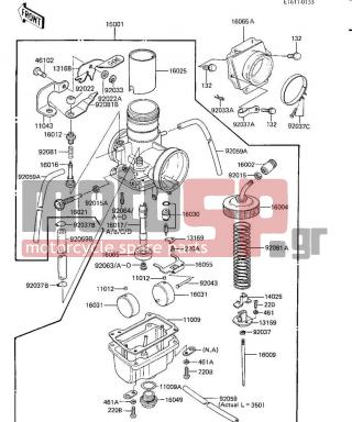 KAWASAKI - KX125 1984 - Engine/Transmission - CARBURETOR - 220B0516 - SCREW PAN HEAD 5X16