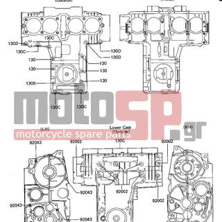 KAWASAKI - LTD SHAFT 1984 - Κινητήρας/Κιβώτιο Ταχυτήτων - CRANKCASE BOLT & STUD PATTERN - 130Y06100 - BOLT-FLANGED