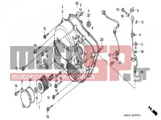 HONDA - NX650 (ED) 1988 - Engine/Transmission - RIGHT CRANKCASE COVER - 11335-MN9-000 - PIPE COMP., OIL PASS