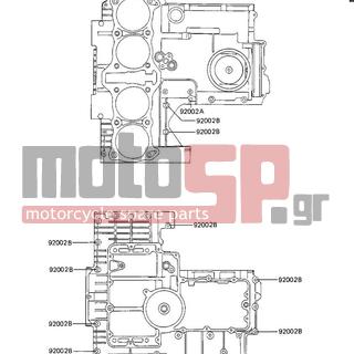 KAWASAKI - GPZ 1983 - Κινητήρας/Κιβώτιο Ταχυτήτων - CRANKCASE BOLT & STUD PATTERN - 92002-1079 - BOLT,6X50