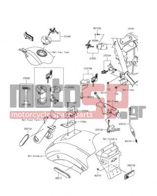 KAWASAKI - VULCAN® 900 CUSTOM 2012 -  - Ignition Switch/Locks/Reflectors - 11054-0492 - BRACKET,SEAT LOCK