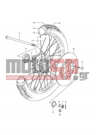 SUZUKI - GN125E X (E2) 1999 - Frame - FRONT WHEEL (GN125V/W/X/Y/K1) - 54711-05300-000 - AXLE, FRONT