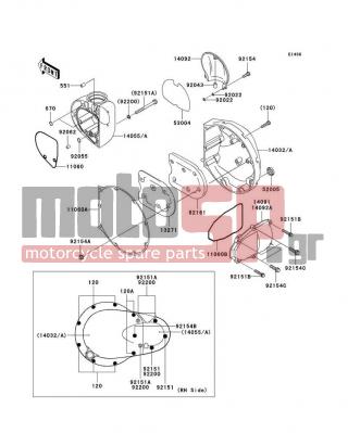 KAWASAKI - W800 (EUROPEAN) 2012 - Engine/Transmission - Right Engine Cover(s) - 14032-0150 - COVER-CLUTCH