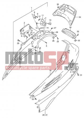SUZUKI - AG100 X (E71) Address 1999 - Body Parts - FRAME COVER (MODEL T/V/X/Y) - 47100-41D30-19A - COVER ASSY, SIDE RH (RED)