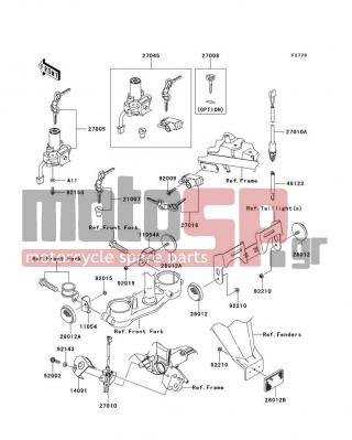 KAWASAKI - CANADA ONLY 2011 -  - Ignition Switch - 46123-0008 - SPRING-COMP,REAR BRAKE SWITCH