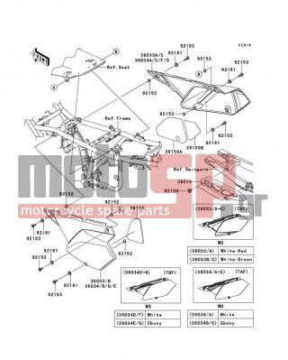 KAWASAKI - CANADA ONLY 2011 - Body Parts - Side Covers/Chain Cover(T9F-TBF) - 39156-0197 - PAD,SIDE COVER,LH