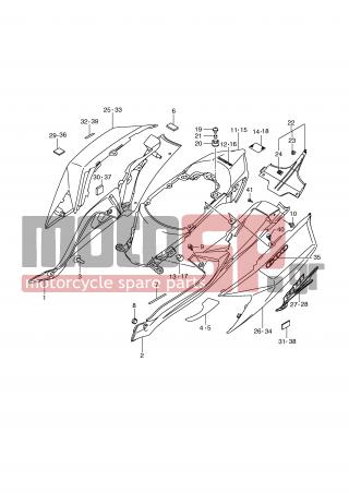 SUZUKI - GSX-R600 (E2) 2008 - Body Parts - FRAME COVER (MODEL K9) - 47210-37H00-YPA - COVER, FRAME LH (WHITE)
