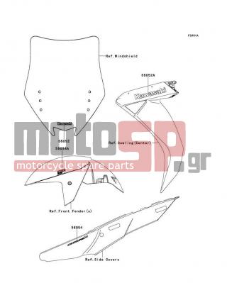 KAWASAKI - CONCOURS® 14 ABS 2011 - Body Parts - Decals(Silver)(CBF) - 56054-0742 - MARK,FRONT FENDER,KTRC