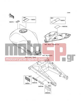 KAWASAKI - ER-6N (EUROPEAN) 2011 - Body Parts - Labels - 56053-0311 - LABEL-SPECIFICATION,TIRE&LOAD