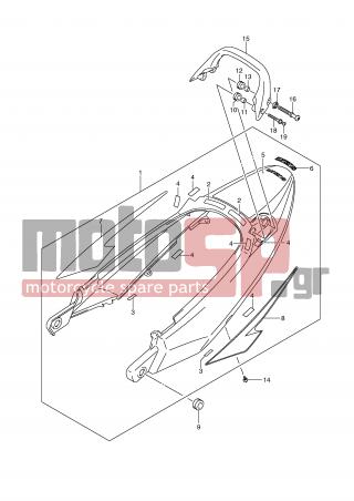 SUZUKI - GSXF650 (E2) 2010 - Body Parts - SEAT TAIL COVER (MODEL K9) -  - COVER ASSY, SEAT TAIL (ORANGE) 