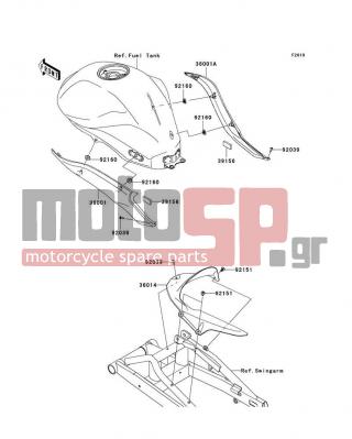KAWASAKI - ER-6N (EUROPEAN) 2011 - Body Parts - Side Covers/Chain Cover - 36001-0143 - COVER-SIDE,LH