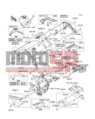 KAWASAKI - KLX®140 2011 - Εξωτερικά Μέρη - Side Covers/Chain Cover - 36001-0154-266 - COVER-SIDE,RR,LH,B.WHITE