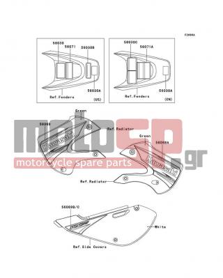 KAWASAKI - KX™65 2011 - Body Parts - Labels(ABF) - 56069-0818 - PATTERN,SHROUD,LH