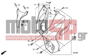 HONDA - FES125 (ED) 2007 - Body Parts - FRONT COVER (FES1257-A7) (FES1507-A7) - 64304-KRJ-790 - SEAL B, R. MASKING