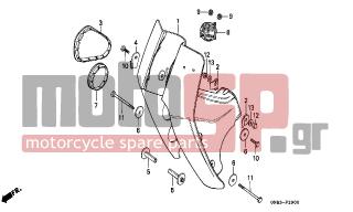 HONDA - C90 (GR) 1996 - Body Parts - FRONT COVER - 64301-GB4-681ZA - COVER, FR. *NH111*