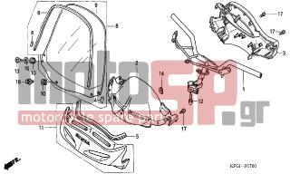 HONDA - FES250 (ED) 2002 - Frame - HANDLE PIPE/ HANDLE COVER - 67103-KEY-900 - RUBBER, SCREEN MOUNTING