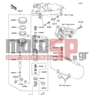KAWASAKI - NINJA® 250R 2011 -  - Rear Master Cylinder - 225AB0412 - SCREW-PAN-WSP-CROS,4X12